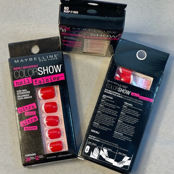 3 Packs Maybelline Limited Edition Color Show Nail Falsies In Keep It Red - Picture 1 of 3